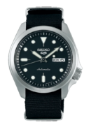 Seiko 5 Sports Automatic Black Dial Black Nylon Strap Watch for Men - SRPE67K1